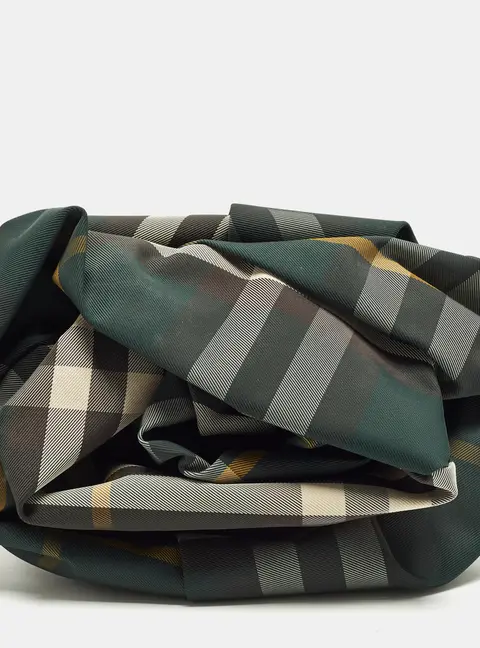 Burberry Rose Ruched Multicolor Checkered Nylon Clutch