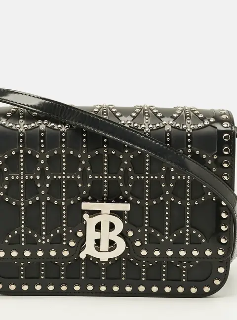 Burberry TB Studded Ramadan Exclusive Small Black Leather Shoulder Bag