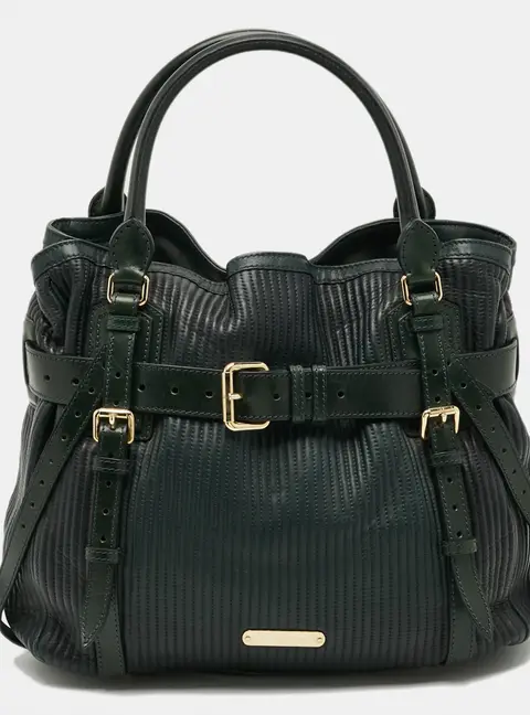 Burberry Belted Green Ombre Quilted Leather Tote
