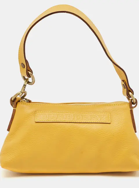 Burberry Logo Embossed Mustard Leather Shoulder Bag