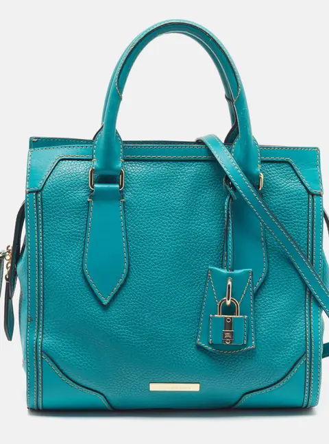 Burberry Honeywood Teal Green Leather Tote