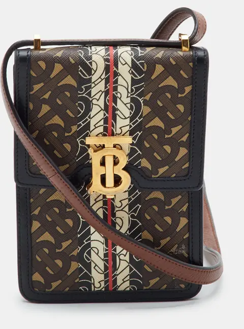 Burberry Robin Multicolor TB Print Coated Canvas and Leather Crossbody Bag