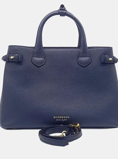 Burberry Banner  Medium Blue Leather Bag