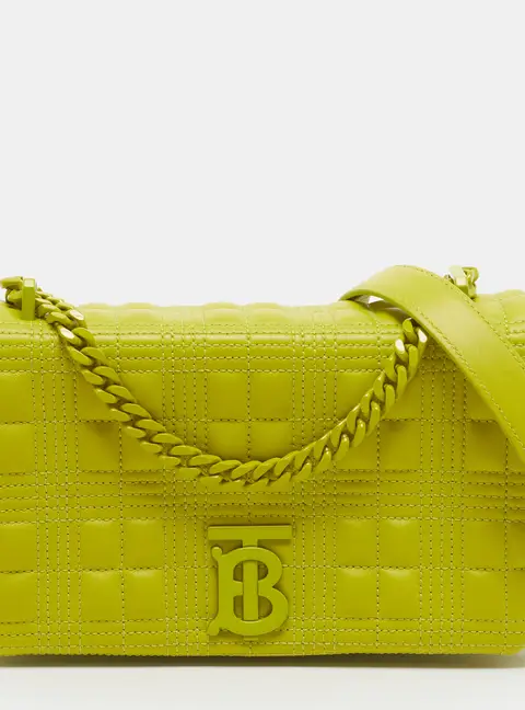 Burberry Lola Small Lime Green Quilted Leather Shoulder Bag