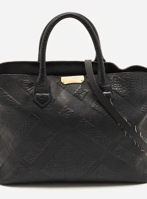 Burberry Dewsbury Black Check Embossed Leather Tote