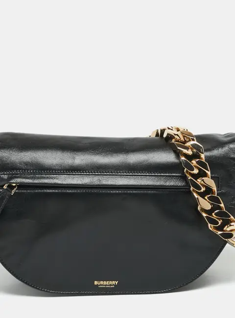 Burberry Olympia Chain Small Black Soft Leather Shoulder Bag