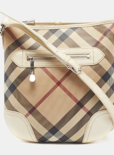 Burberry Dryden Beige/White Supernova Check PVC and Patent Leather Crossbody Bag