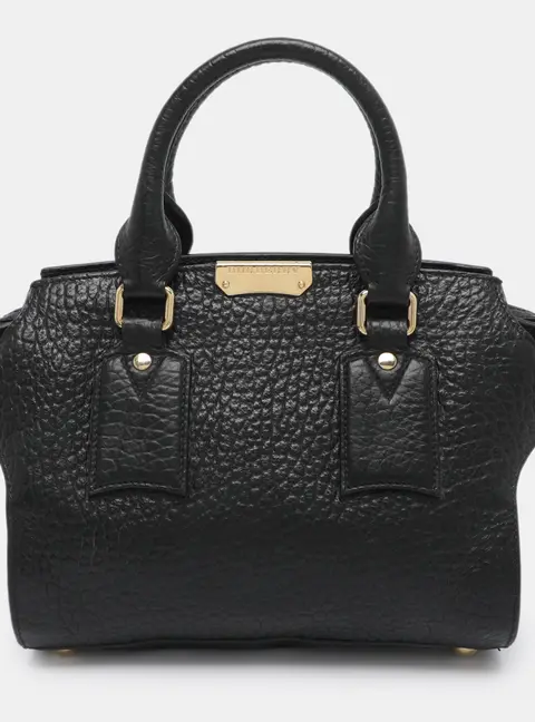Burberry Clifton Small Black Leather Satchel