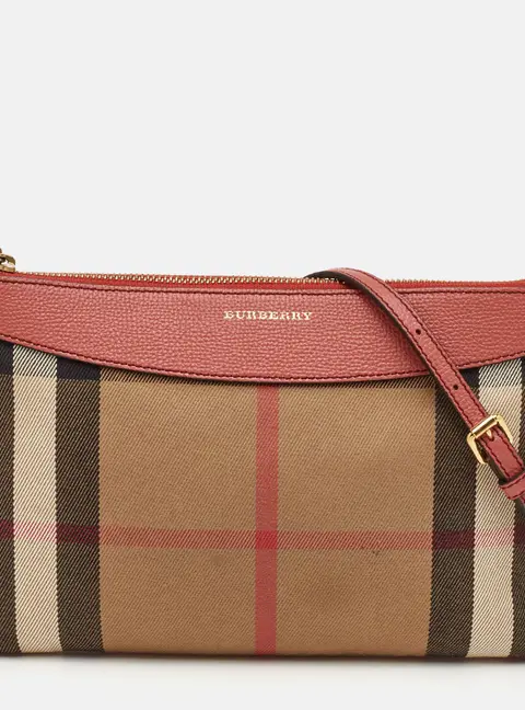 Burberry Beige/Peach Nova Check Canvas and Leather Crossbody Bag