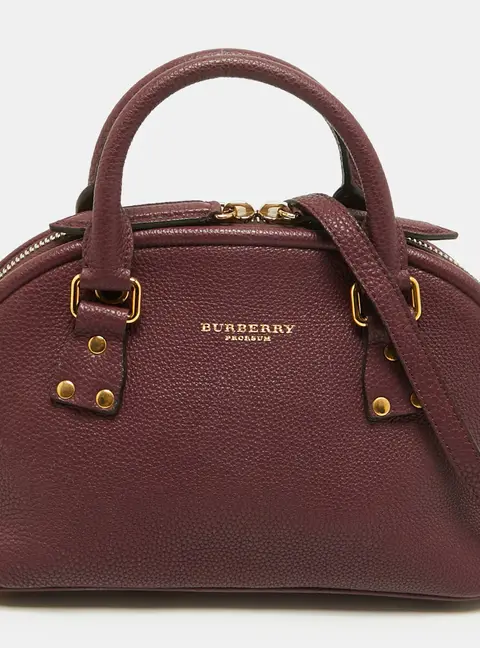 Burberry Bloomsbury Small Plum Leather Bowler Bag