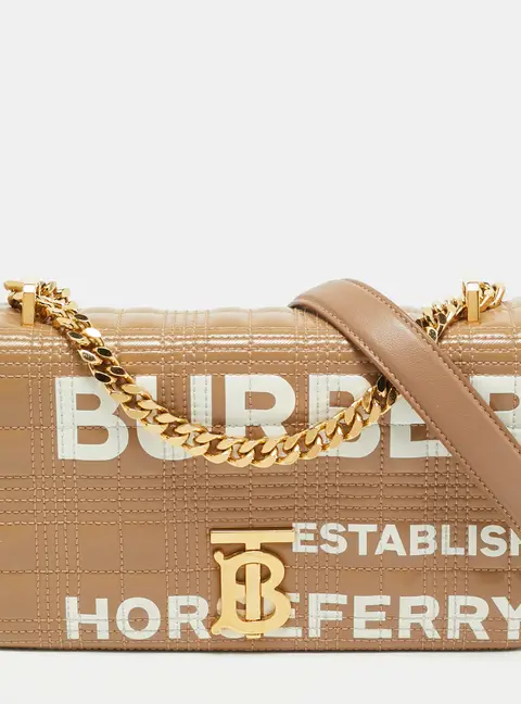 Burberry Horseferry Lola Small Beige Quilted Leather Shoulder Bag
