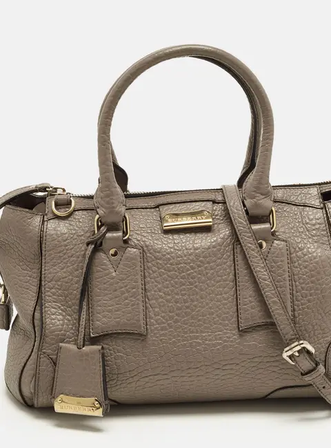 Burberry Gladstone Small Pale Taupe Grain Leather Satchel