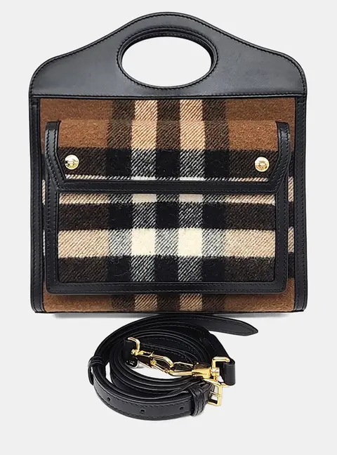 Burberry Black/Brown Cashmere and Leather Pocket Bag Mini GHW