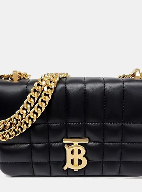 Burberry Black Leather TB Chain Crossbody Bag