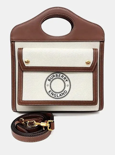 Burberry Beige/Brown Leather Pocket Bag Mini