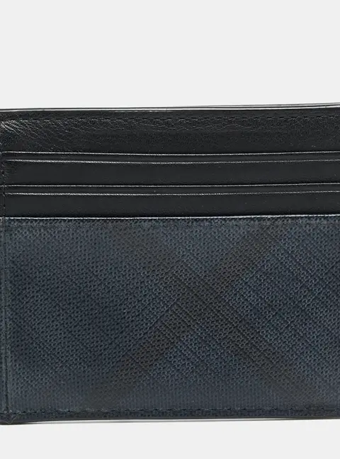Burberry Blue/Black Check Coated Canvas and Leather Card Holder
