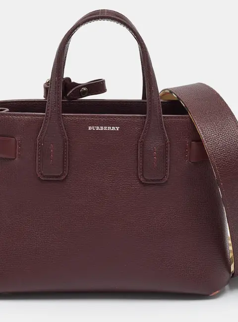 Burberry Banner Small Burgundy Leather Tote