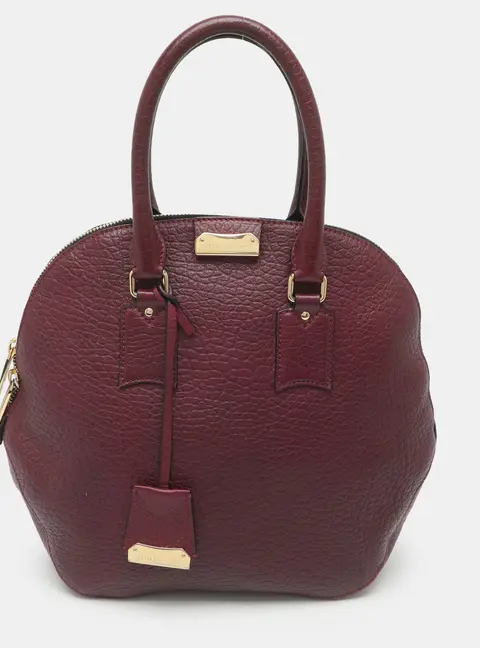 Burberry Orchard Burgundy Pebbled Leather Satchel