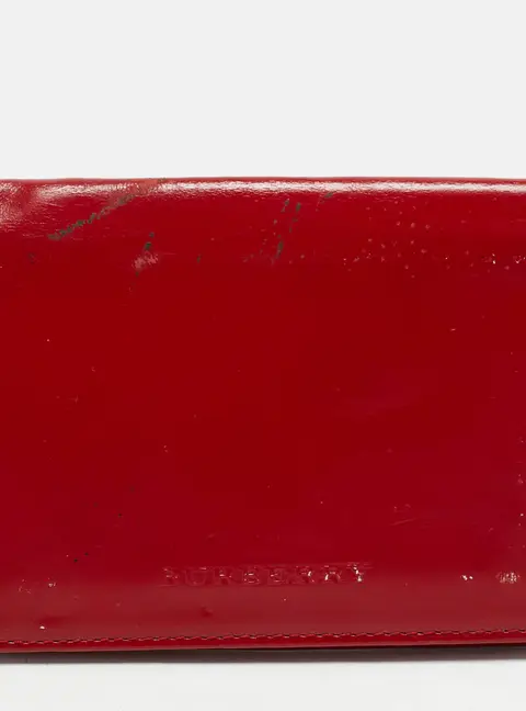Burberry Red Leather Bifold Card Holder