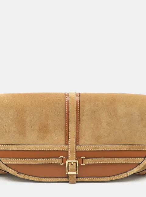 Burberry Tan Leather and Suede Clutch