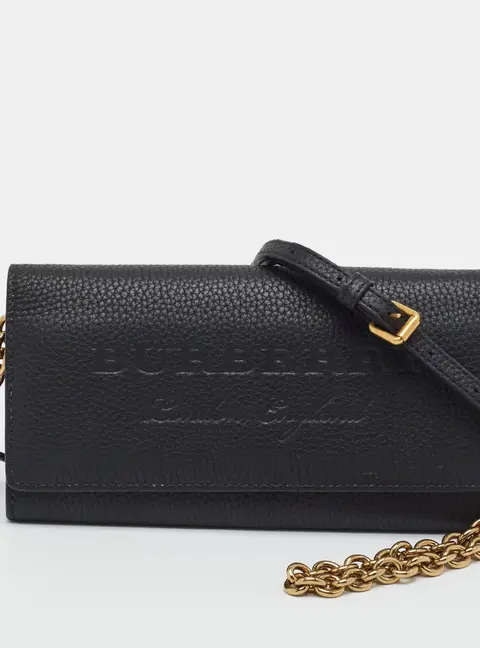 Burberry Henley Black Leather Wallet On Chain