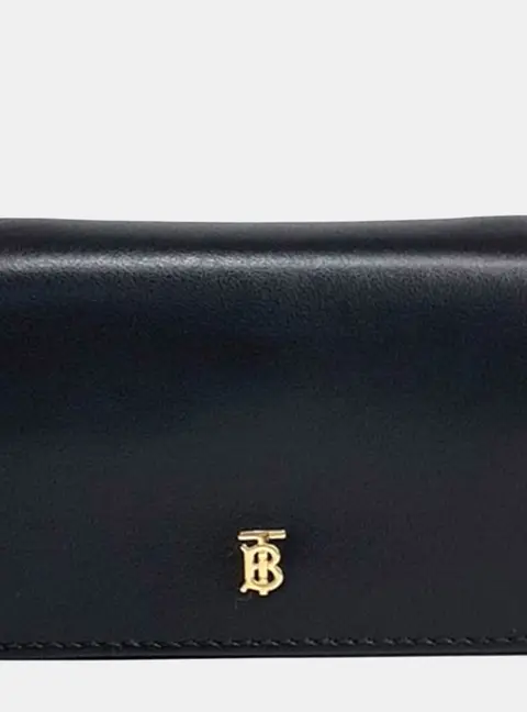 Burberry Black Leather chain card holder