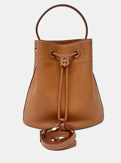 Burberry Brown Leather TB Bucket Bag