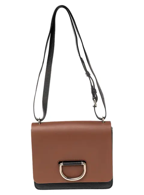 Burberry Brown/Black Leather Small D-Ring Shoulder Bag