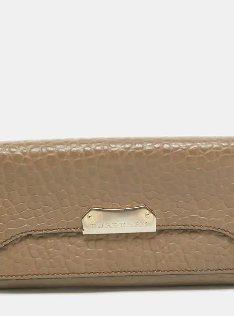 Burberry Beige Leather Flap Continental Wallet