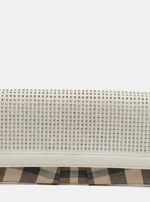 Burberry White House Check Canvas And Studded Leather Continental Wallet