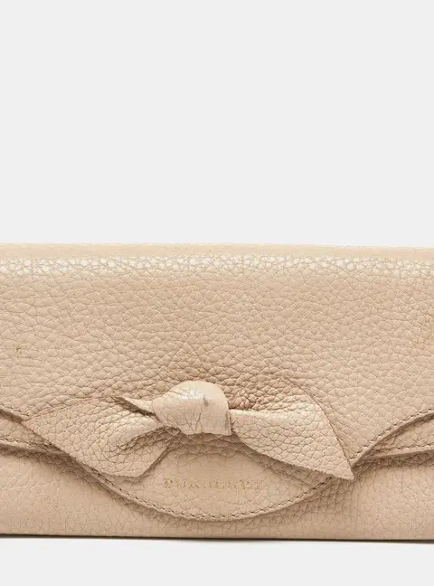 Burberry Beige Leather Bow Continental Wallet