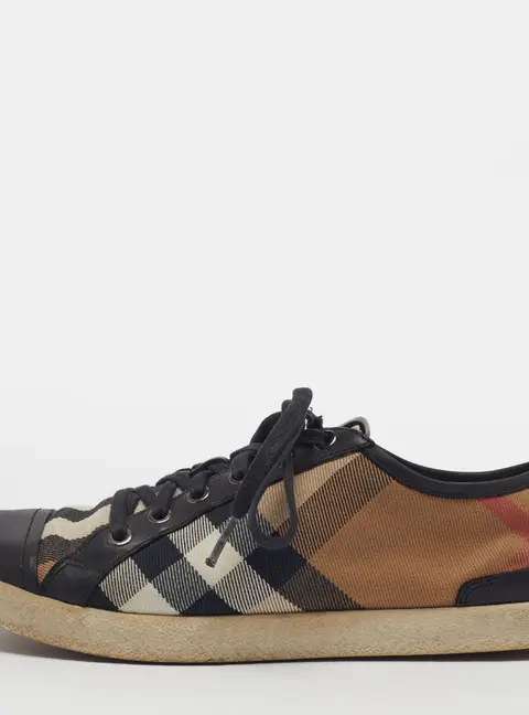 Burberry Size 39 Black/Beige  Nova Check Canvas and Leather Low Top Sneakers