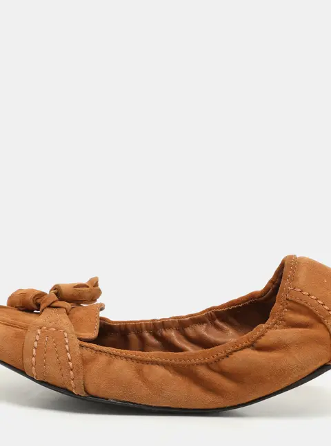 Burberry Brown Suede Scrunch Ballet Flats Size 40