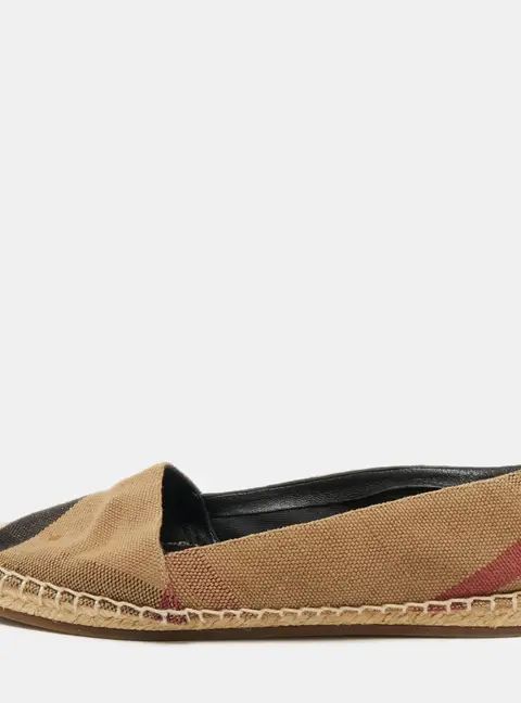 Burberry Brown/Beige House Check Canvas Espadrille Flats Size 37