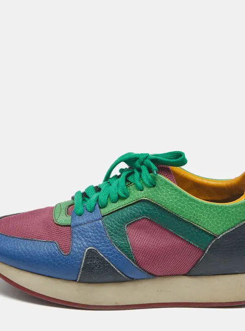 Burberry Multicolor Leather And Mesh Lace Up Sneakers Size 39