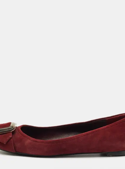 Burberry Burgundy Suede Keswick Buckle Ballet Flats Size 39