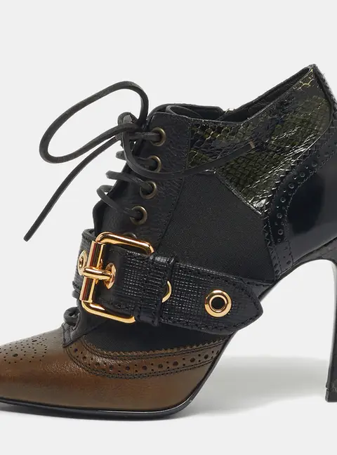 Burberry Westmarsh Size 36 Multicolor Leather and Snakeskin Leather Ankle Length Boots