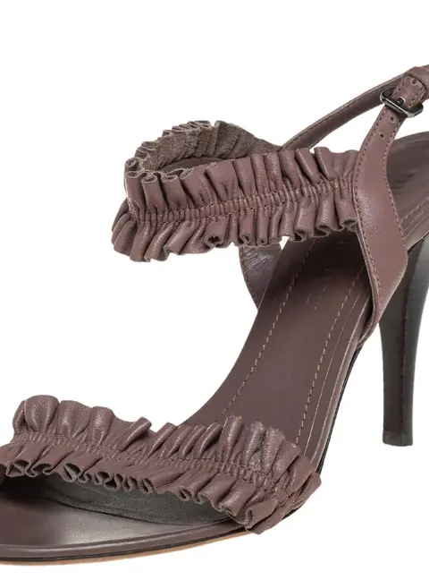 Burberry Size 37 Brown Leather Ankle Strap Sandals