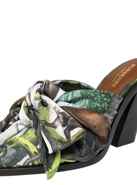 Burberry Multicolor Satin Tillington Mule Sandals Size 38