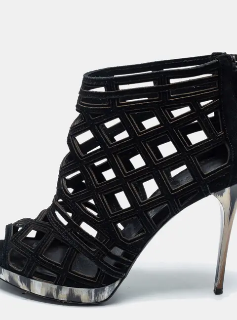Burberry Black Cut Out Suede Ankle Booties Size 39