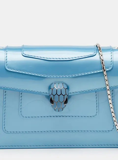 Bvlgari Serpenti Forever Blue Patent Leather Chain Shoulder Bag