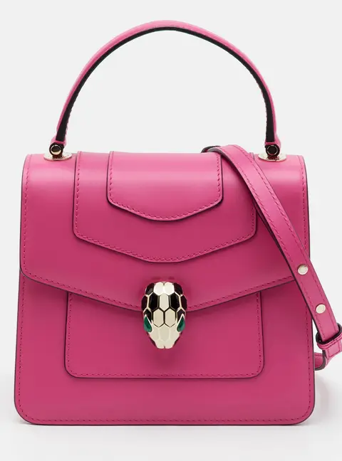 Bvlgari Serpenti Forever Small Pink Leather Flap Top Handle Bag