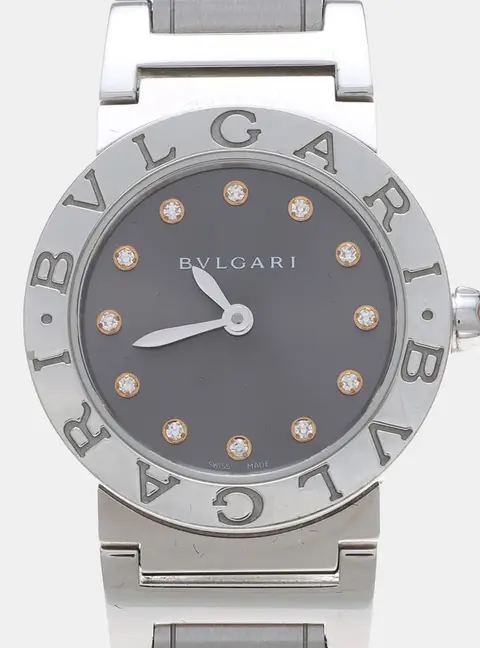 Bvlgari Black Stainless Steel Diamond Quartz Women Wristwatch 26mm