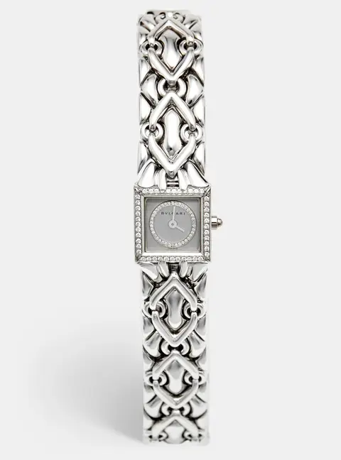 Bvlgari Trika BJ 07 Silver Dial 18k White Gold Diamond Women's Wristwatch 16 mm