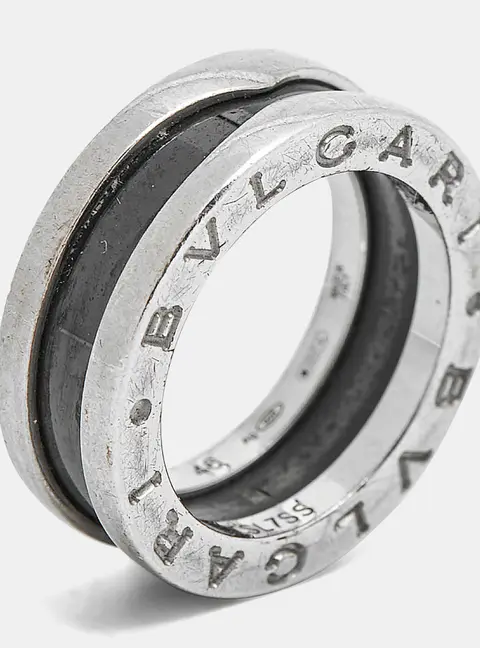 Bvlgari Save The Children Ceramic Sterling Silver Ring Size 46