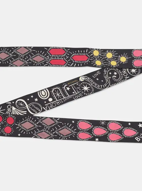 Bvlgari Black Printed Silk Shelley Scarf