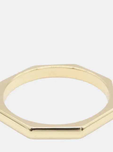 Bvlgari Octagonal 18k Yellow Gold Women's Band Ring EU 56