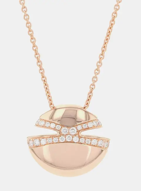 Bvlgari Cabochon 18K Pink Gold Diamond Necklace