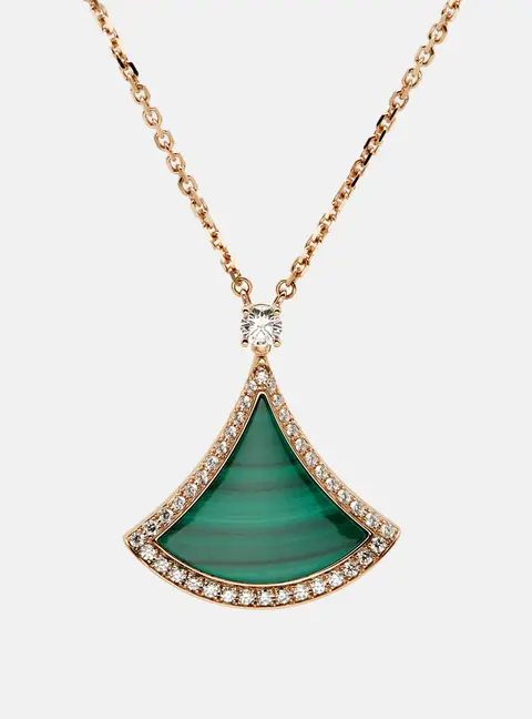 Bvlgari Divas&rsquo; Dream Malachite Diamond 18k Rose Gold Necklace