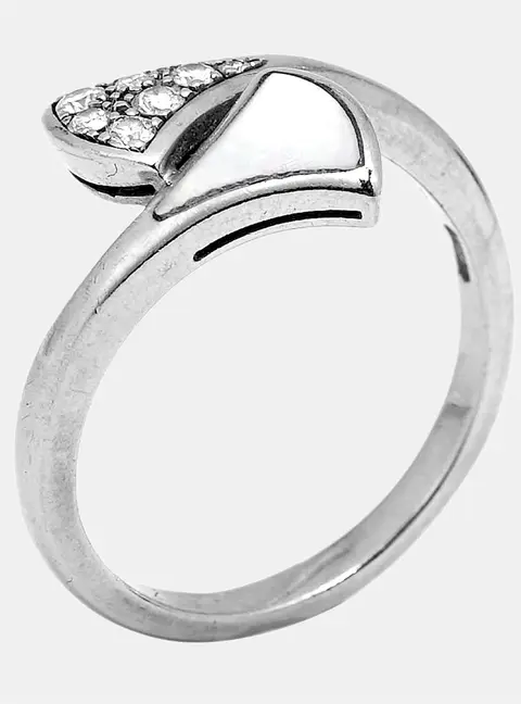 Bvlgari Divas' Dream Mother of Pearl Diamonds 18k White Gold Ring Size 51